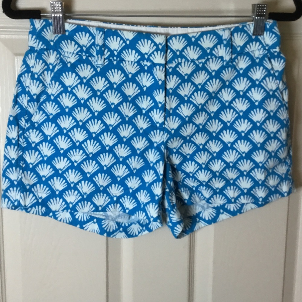 J. Crew 3.5” Blue & White Fan Print Chino Shorts - 0